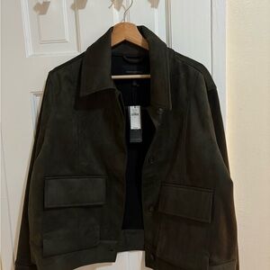 Banana Republic Vegan Suede Olive Green Coat